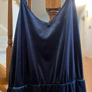 Elegant Navy Velvet Jumpsuit